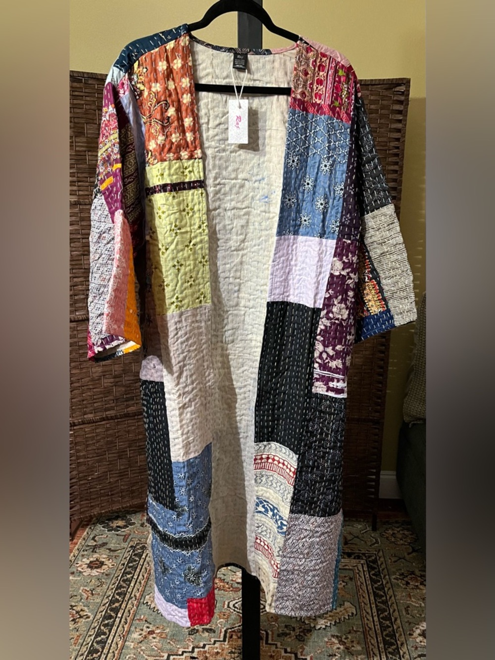 New Raj Kantha Kimono – Colorful Handmade – One Size (Fits Most) - Picture 3 of 8